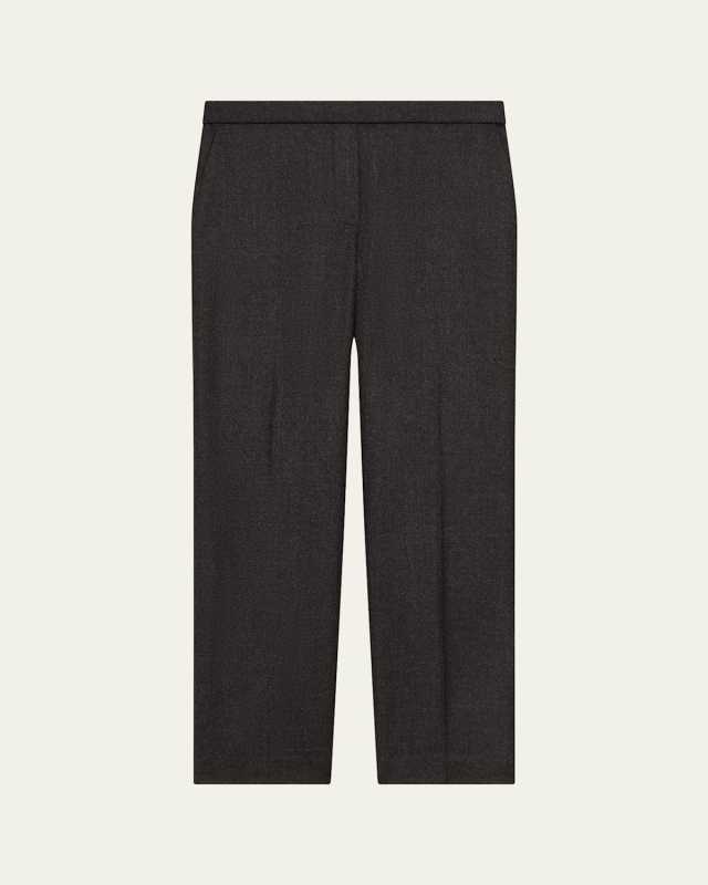 Treeca Virgin Wool Flannel Cropped Pull-On Pants